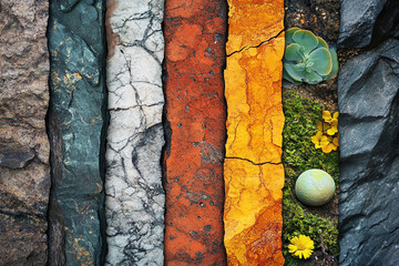 Collage of Various Natural Earth Textures in a Beautiful Abstract Background