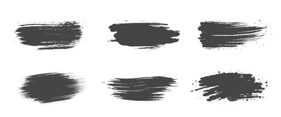 Brush stroke set. Grunge ink textures. Isolated vector images in simple style