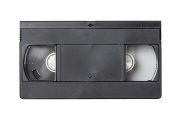 Obraz premium Retro video tape VHS cassette isolated on white background. Top view