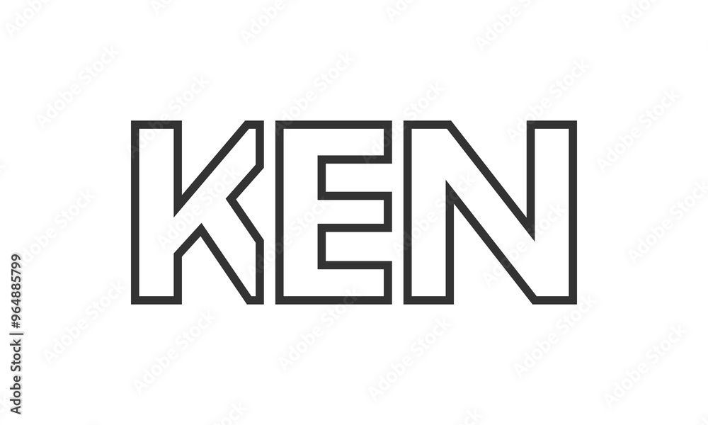 Poster KEN logo design template with strong and modern bold text. Initial based vector logotype featuring simple and minimal typography. Trendy company identity.