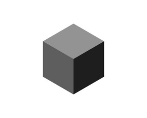 Cube logo, geometric vector design. Box logotype company, trendy tech emblem in pixel style.