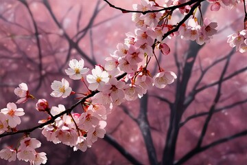 Fototapeta premium Ethereal Cherry Blossom Silhouette: Decorative Wildflower Shadow Overlay for Autumn and Winter Backgrounds