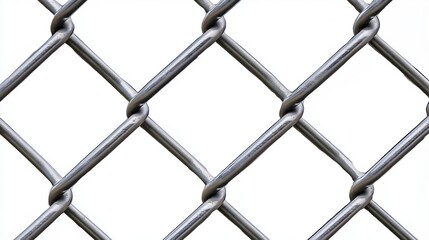 Fototapeta premium Close-up of chain link fence isolated on white