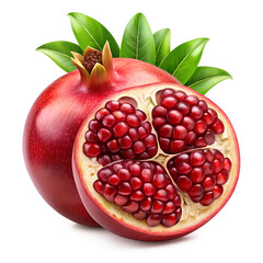 pomegranate with leaves  isolated on transparent background png