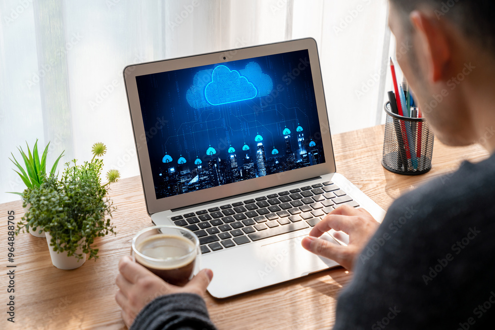 Poster cloud computing software for modish remote work and personal data storage