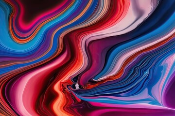 Vibrant Fluid Abstract Art with Intricate Blending and Three-Dimensional Depth