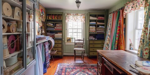 A sewing studio adorned with vintage decor