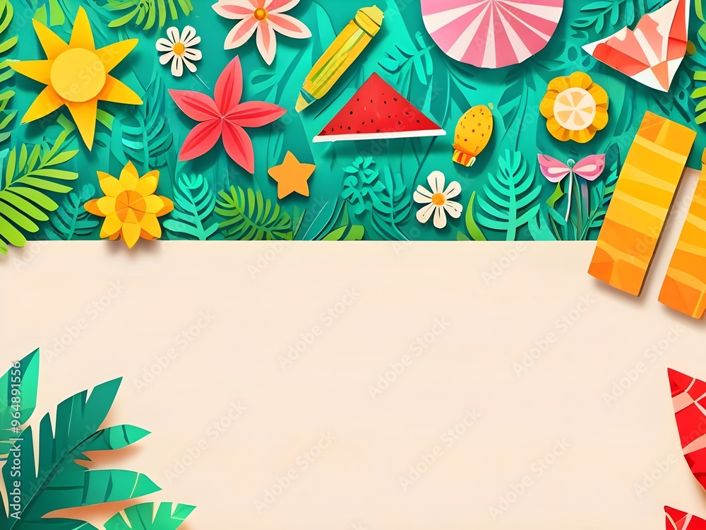 Canvas Prints summer tropical paper cutout illustration