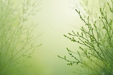 Fototapeta premium Spring Background with Gentle Green Silhouettes and Soft Tones for a Pastoral Scene