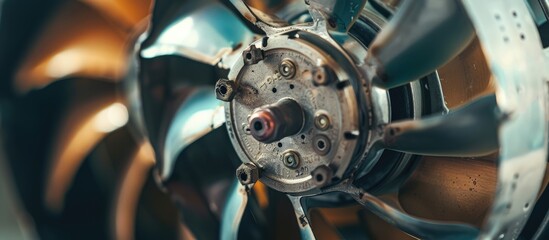 Fototapeta premium Detail Of A Domestic Table Fan Motor Representing The Concept Of Maintenance And Parts Replacement Concept Of The Need To Replace Damaged Parts
