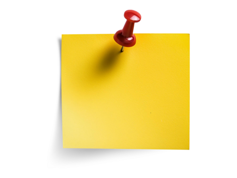 Yellow Sticky Note Pinned: Clip Art for Messages and Reminders