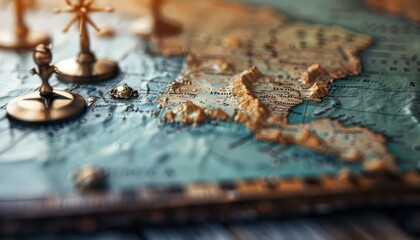 Nautical map with detailed coastlines, historical and intricate, Vintage, Soft tones, Photograph, Maritime detail