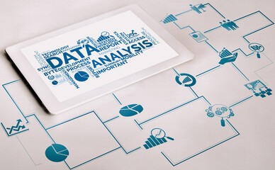 Data Analysis for Business and Finance Concept. Graphic interface showing future computer...