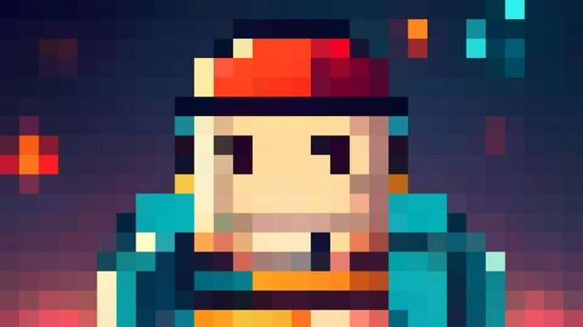 Retro character in pixel art style