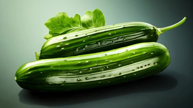 Realistic cucmber with green leaves illustartion. Farm organic vegetable package design. Agricultural product, healthy vegan food