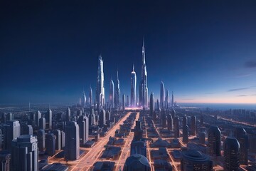 Futuristic City Night Sky 3D Model Visualization for Immersive Environments