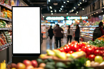 Vertical Blank Digital Billboard in Elegant Supermarket