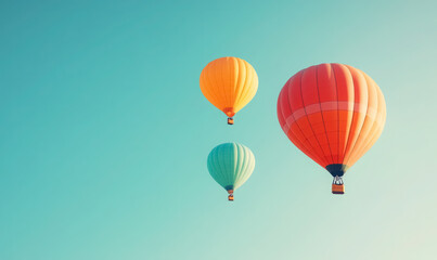 Naklejka premium colorful hot air balloons floating in clear blue sky