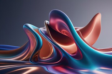 Dynamic Three-Dimensional Scenery with Abstract Fluid Forms and Rich Gradient Shades