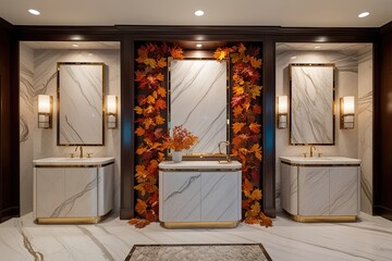 Stunning 3D Display of Polished Marble in Autumn Landscape