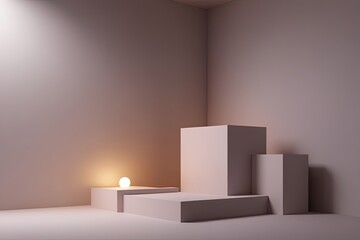 Minimalist 3D Environment with Gentle Gradient Colors and Tranquil Atmosphere