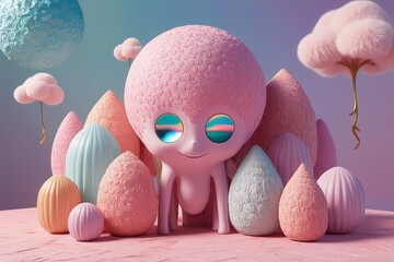 Creative 3D Artwork Featuring Beautiful Pastel Vignette and Rich Textures
