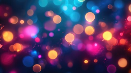 Obraz premium Blurry image of neon lights on a dark backdrop, with vibrant colors creating a dynamic, futuristic microscopic photo feel