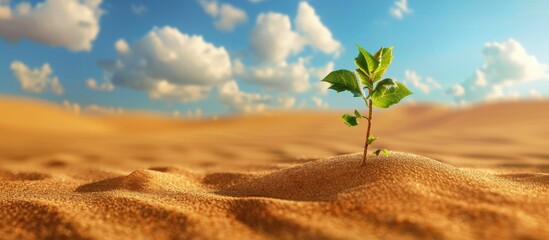 A Plants In Sand Desert With Sky Background