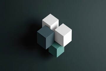 Obraz premium 3D Rendered Abstract Geometric Blocks on Dark Background for Minimalist Wallpaper Design