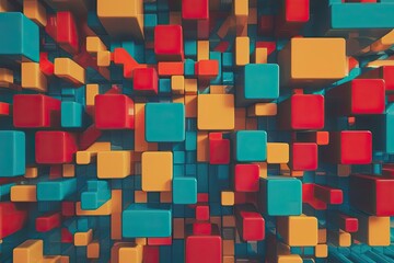 Nostalgic Retro Pixel Art Wallpaper with 2D Shapes and Vintage Rendering