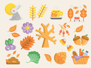 Autumn celebration elements collection in flat design.