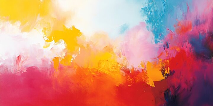 Abstract colorful painted background with vibrant strokes of blue, pink, yellow, and red paint.