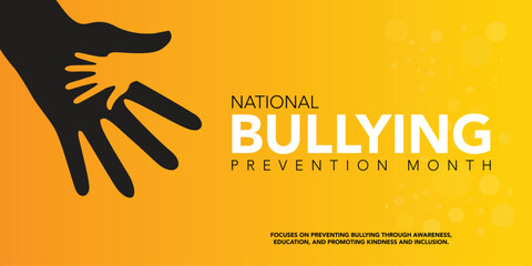 National bullying prevention month is observed every year in october. October is national bully awareness month. Vector template for banner, greeting card, poster with background. Vector illustration.