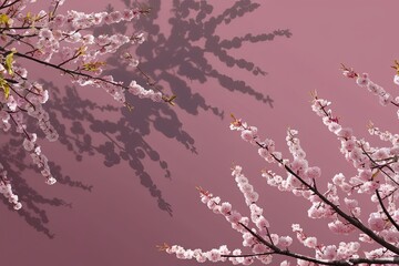 Elegant Cherry Blossom Silhouette with Graceful Isolated Branches on Smooth Background for Serene Design