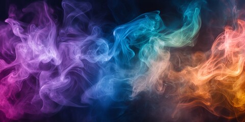 Abstract colorful smoke on a black background.