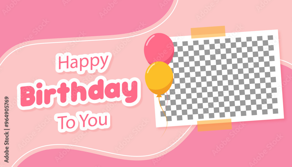 Wall mural Birthday greeting card template with photo