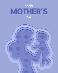 Blue 3D Mother's Day greeting poster