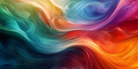 Obraz premium Abstract colorful wavy background with green, blue, pink and orange colors.