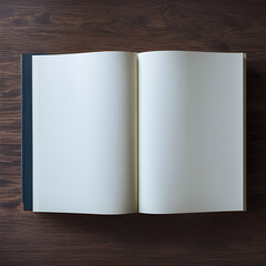 an empty book or notebook that is spread out on a table