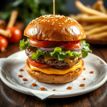 K&ouml;stlicher Cheeseburger mit frischen Zutaten