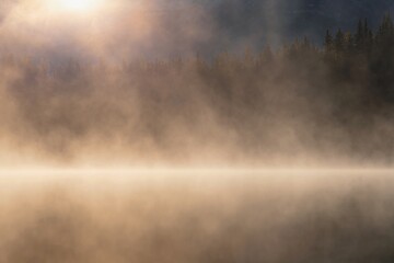 Sunshine Fog Over A Lake