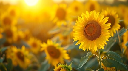 Blooming Sunflowers: Breathtaking Summer Landscape.Generative AI咲くヒマワリ：息をのむような夏の風景.Generative AI