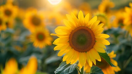 Obraz premium The serenity of the sunflower: a moment of inner peace in a busy world.Generative AIヒマワリの静けさ：忙しい世界での心の平穏の一瞬.Generative AI