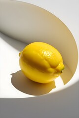 A vibrant yellow lemon, isolated on a clean white background, showcasing its bright color and textured skin