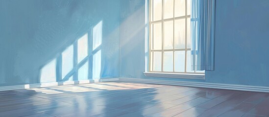 Fototapeta premium Empty Room Brighten Up By The Morning Sunlight