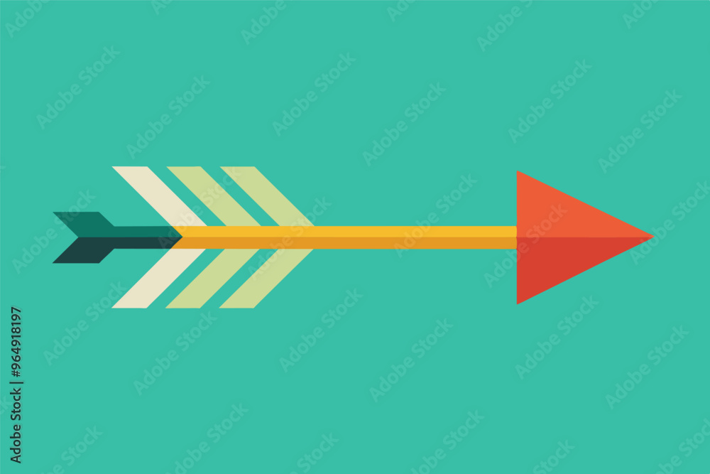 Poster A stylized arrow crossing a vertical line with an accentuated circle on a vibrant background demonstrates direction and movement in a simple and engaging graphic design