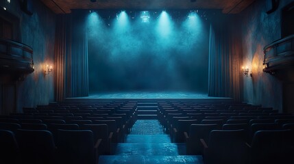Lone spotlight glowing in the middle of a vacant stage wallpaper