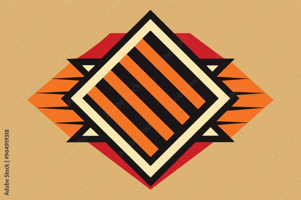 Aufkleber Colorful geometric abstract design featuring a symmetrical star shape and vibrant color palette on a warm background