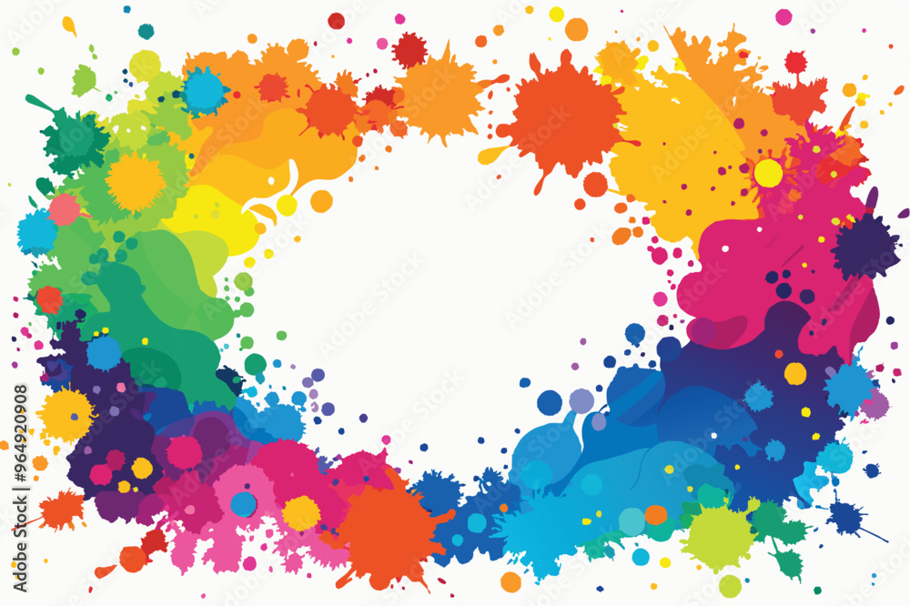 Fototapete Vibrant splashes of color create a lively border design perfect for festive occasions and artistic projects