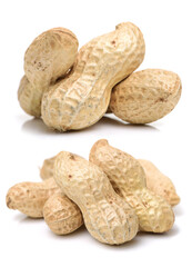 Peanuts on a white background